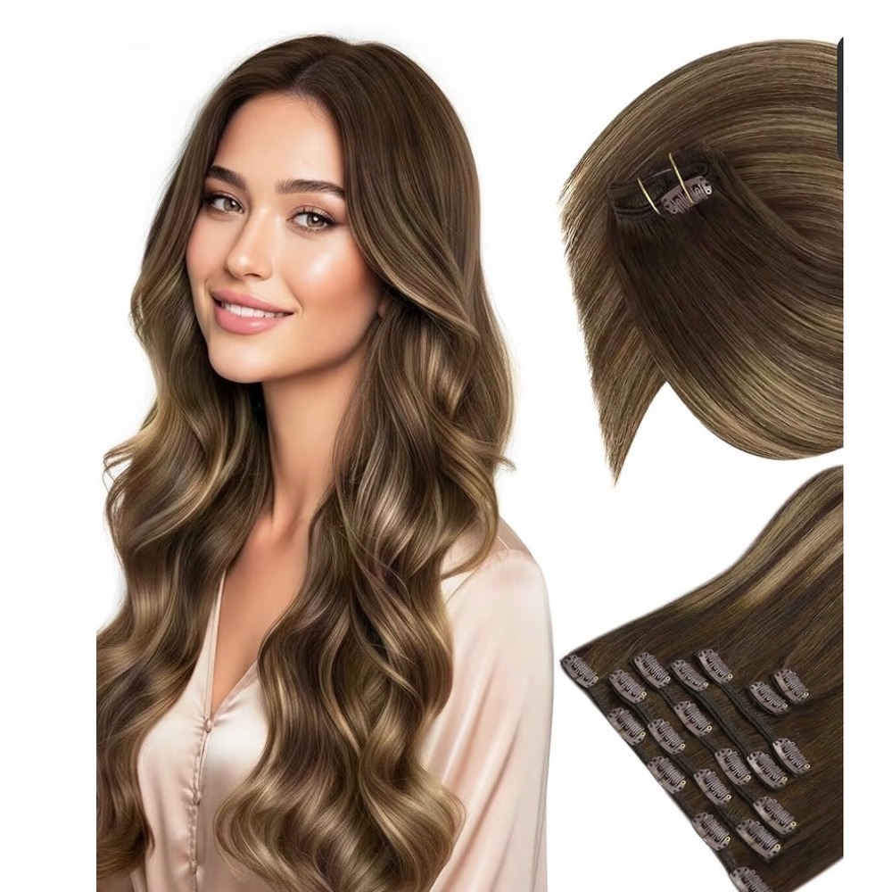 Sunny hair Medium Brown Balayage Caramel Blonde 18 Inch extension new